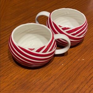 Red and White Striped Starbucks Ceramic Mugs